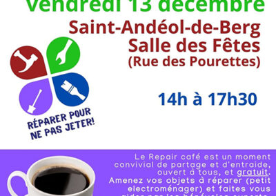 Prochain Repair café à Saint Andéol!