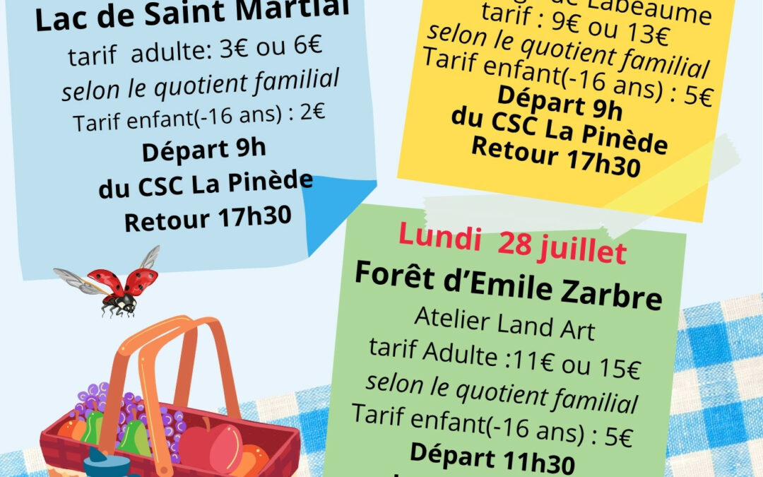 les sorties familles du mois de juillet