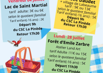 les sorties familles du mois de juillet
