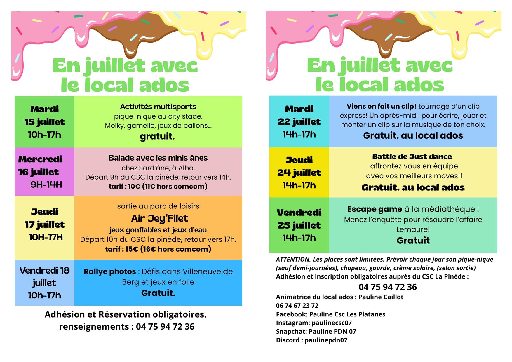 programme accueil ados juillet 2025