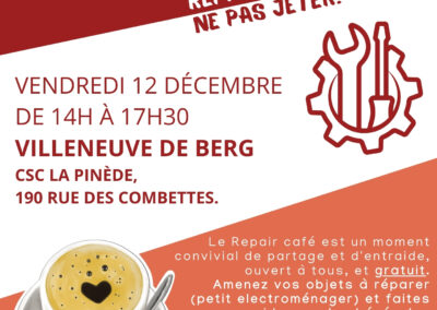 Repair café de décembre au CSC