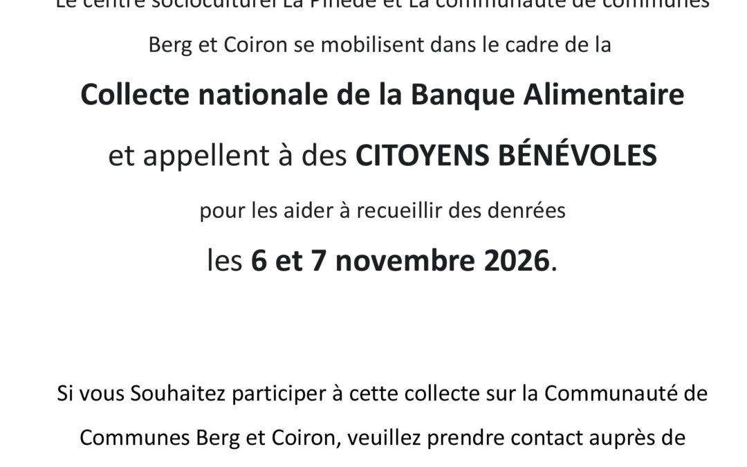 Appel à bénévoles, Collecte de la banque alimentaire