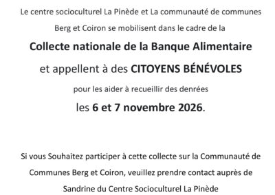 Appel à bénévoles, Collecte de la banque alimentaire